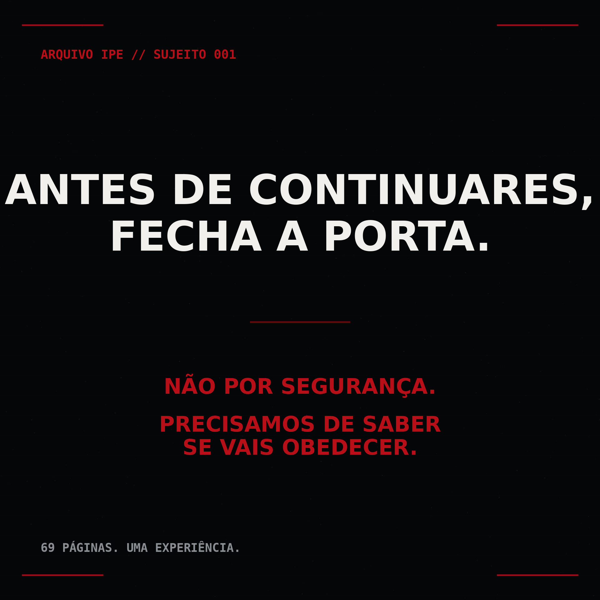 Página da amostra: Antes de continuares, fecha a porta